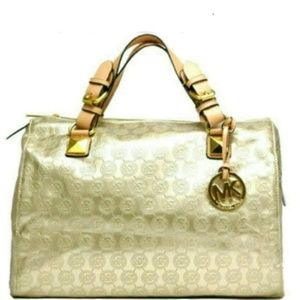 ✨5x HP✨ MK Large Metallic Gold Satchel...NWOT